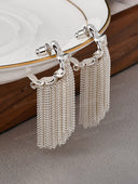 Rhinestone Tassel Drop Earrings