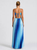 Ombre Halter Pleated Maxi Dress