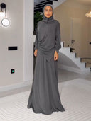 Elegant Muslim Headscarf & Maxi Robe Two-Piece Set