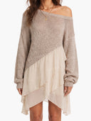 Ruffle Hem Bohemian Knit Mini Dress
