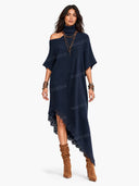 Asymmetric Off-Shoulder Turtleneck Knit Maxi Dress