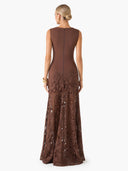 Elegant Sleeveless Lace Panel Mermaid Maxi Dress