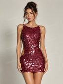Sequin Halter Neck Mini Party Dress