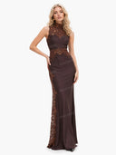 Sexy Lace Satin Maxi Dress