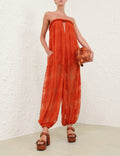 Strapless Floral Lace Loose Harem Jumpsuit