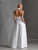 Elegant Halter Neck Top & Wide-Leg Pants Two-Piece Set