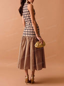 Geometric Print Drop Waist Midi Dress