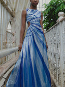 Sequin Diagonal Stripe Cut-Out Waist Maxi Dress