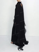 Unique Sheer Ruffle Cape Maxi Dress