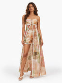 Retro Patchwork Print Shorts Two-Piece Set