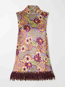 Exquisite Retro Floral Print Tassel Top & Wide-Leg Pants Two-Piece Set