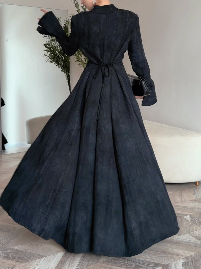 Elegant Stand Collar Long Sleeve Top & Pant Two-Piece Set