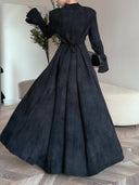Elegant Stand Collar Long Sleeve Top & Pant Two-Piece Set
