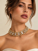 Crystal Embellished Geometric Statement Choker Necklace