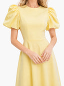Elegant Puff Sleeve Ruffle Hem Maxi Dress