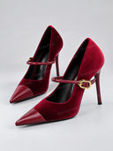 Buckle Strap Cap Toe Stiletto Pumps