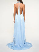 Elegant Halter Neck Layered Ruffle Maxi Dress