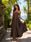 Elegant Beaded Halter Neck Flowy Maxi Dress