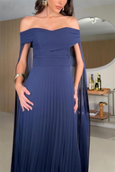 Elegant Off-the-Shoulder Pleated Chiffon Maxi Dress