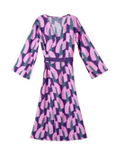 Elegant Geometric Print Wrap Maxi Dress