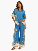 Casual Floral Print Elastic Wide-leg Pants