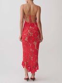 Spaghetti-Strap Crochet Tassel Midi Dress