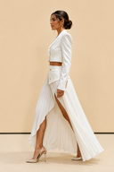 Short Blazer Top And Pleated Skirt Set