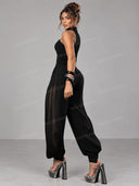 Asymmetric Halter Top & Wide Leg Pants Set