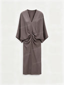 Casual Pleated Batwing Sleeve Maxi Dress