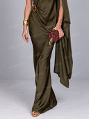 Asymmetric Draped Top & Maxi Skirt Set