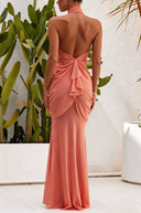 Elegant Open-Back Chiffon Maxi Dress