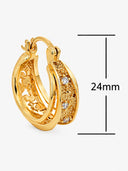 Crystal Filigree Gold Hoop Earrings