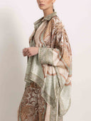 Retro Paisley Print Satin Loose Shirt Two-Piece Set
