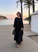 Batwing Sleeve Side Drawstring Tunic Top & Wide‑Leg Pants Two‑Piece Set