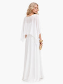 Elegant Chiffon Cape Top & Wide-Leg Pants Two-Piece Set