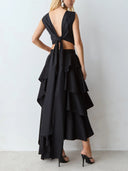 Elegant Crop Top & Tiered Asymmetrical Skirt Two-Piece Set