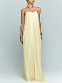 Elegant Strapless A-Line Pleated Maxi Dress