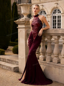 Elegant Halter Neck Sequined Maxi Dress