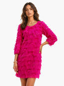 Elegant Fringed Mid-length Sleeve Mini Dress