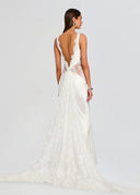 Elegant Satin Mermaid Lace Panel Evening Gown