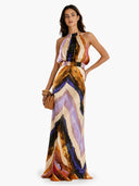 Elegant Abstract Print Tank Top And Maxi Skirt Set