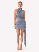 Elegant Satin Tie-Detail Mini Dress