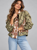 Elegant Plaid Print Jacket & Asymmetric Midi Skirt Two Piece Set