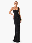 Sling Slim Fit Pleated Maxi Dress