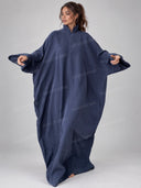 Black Lapel Collar Oversized Long Sleeve Abaya Kaftan Maxi Dress