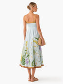 Unique Floral Print Linen Midi Dress