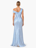 Elegant Draped Ruched High Slit Party Maxi Dress
