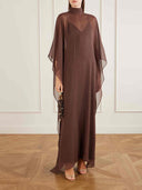 Elegant Rhinestone-Embellished Chiffon Kaftan Maxi Dress