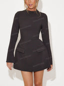 Elegant Mock Neck Blazer Mini Dress