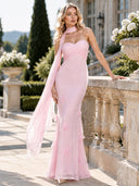 Flower Design Shawl Maxi Dress